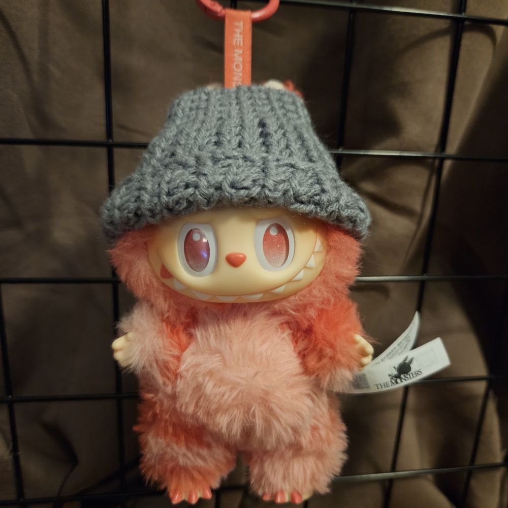 Gray Crochet Beanie For Labubu